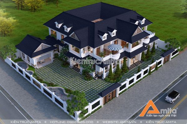 Thiết kế biệt thự hiện đại 2 tầng phong cách Á Đông BT21089