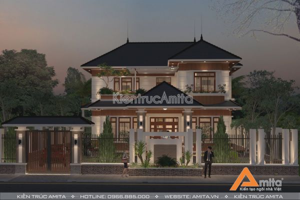 Mẫu thiết kế biệt thự hiện đại mái Thái đẹp BT21159