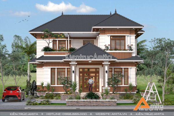 Mẫu thiết kế biệt thự hiện đại mái Thái đẹp BT21159