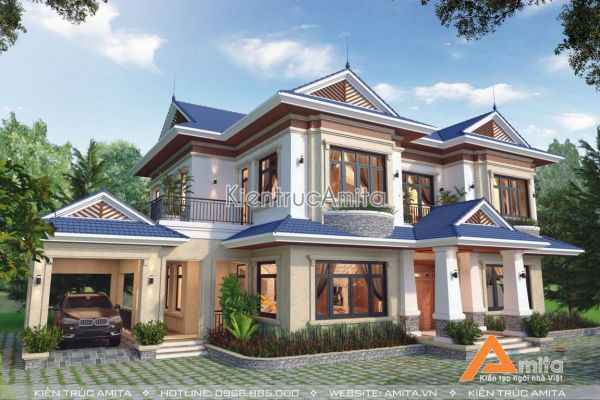 Thiết kế biệt thự mái thái 2 tầng (CĐT: ông Long - Hồ Chí Minh)BT21160