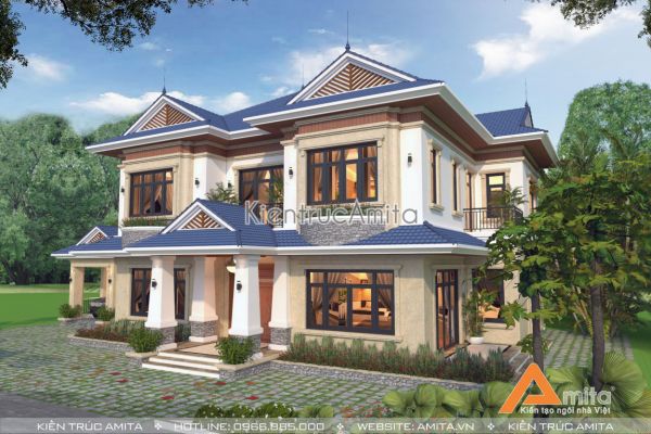 Thiết kế biệt thự mái thái 2 tầng (CĐT: ông Long - Hồ Chí Minh)BT21160