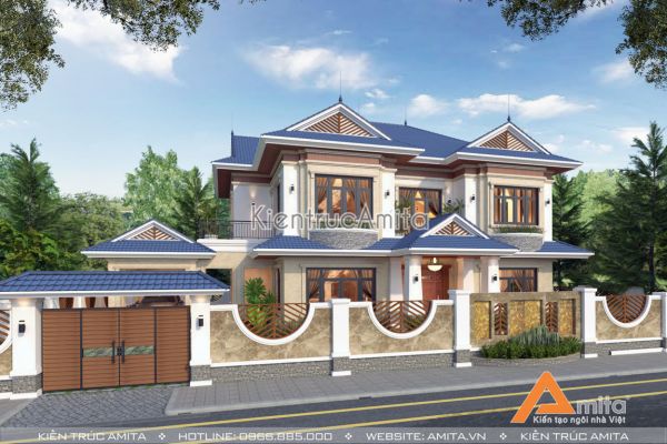 Thiết kế biệt thự mái thái 2 tầng (CĐT: ông Long - Hồ Chí Minh)BT21160