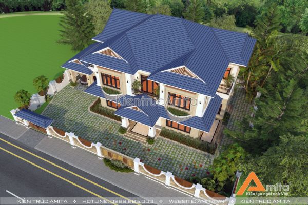 Thiết kế biệt thự mái thái 2 tầng (CĐT: ông Long - Hồ Chí Minh)BT21160