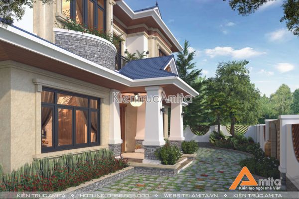 Thiết kế biệt thự mái thái 2 tầng (CĐT: ông Long - Hồ Chí Minh)BT21160