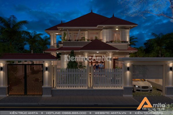 Thiết kế biệt thự hiện đại 2 tầng mái Thái  BT21167