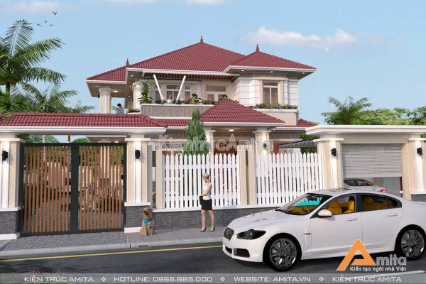 Thiết kế biệt thự hiện đại 2 tầng mái Thái  BT21167