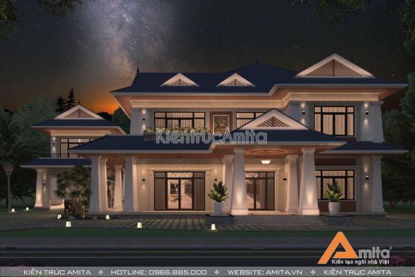 Mẫu biệt thự mái Thái 2 tầng đẹp (CĐT: Bà Hoa - Hà Nam) BT21180