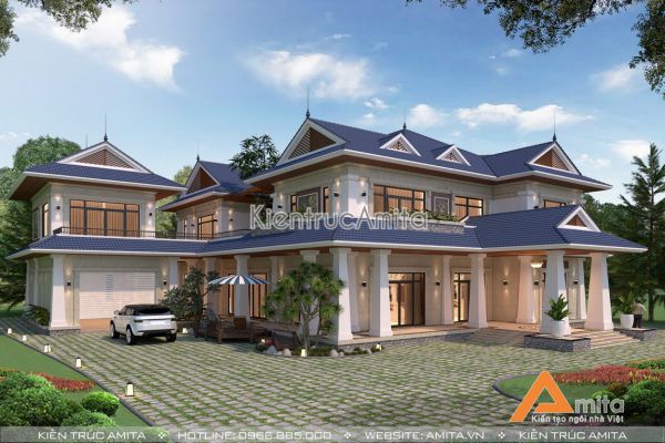 Mẫu biệt thự mái Thái 2 tầng đẹp (CĐT: Bà Hoa - Hà Nam) BT21180