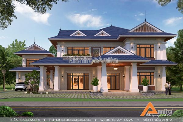 Mẫu biệt thự mái Thái 2 tầng đẹp (CĐT: Bà Hoa - Hà Nam) BT21180