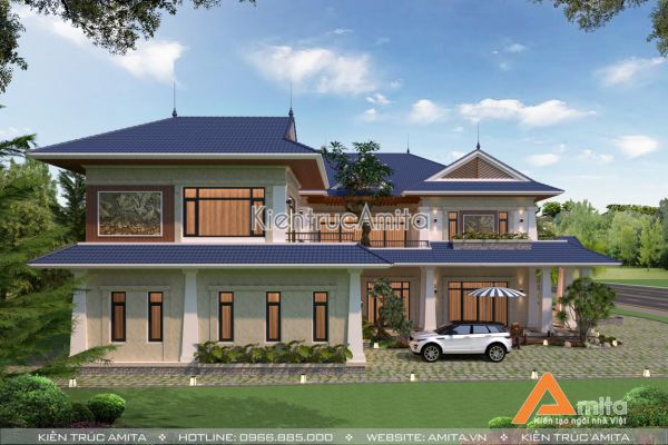 Mẫu biệt thự mái Thái 2 tầng đẹp (CĐT: Bà Hoa - Hà Nam) BT21180