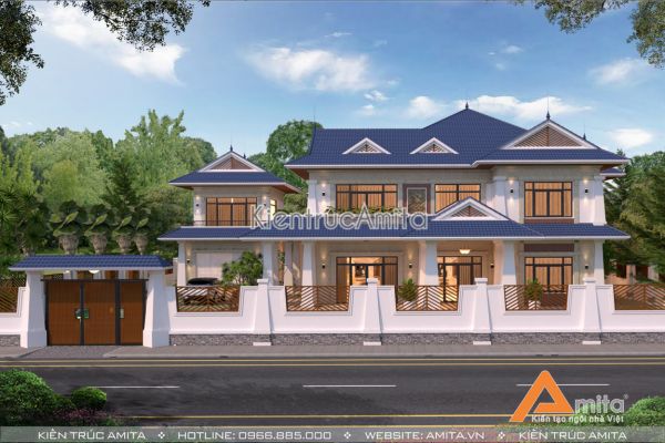 Mẫu biệt thự mái Thái 2 tầng đẹp (CĐT: Bà Hoa - Hà Nam) BT21180