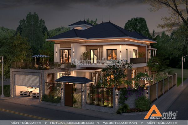 Phong cách mới trong thiết kế biệt thự 2 tầng hiện đại BT21181