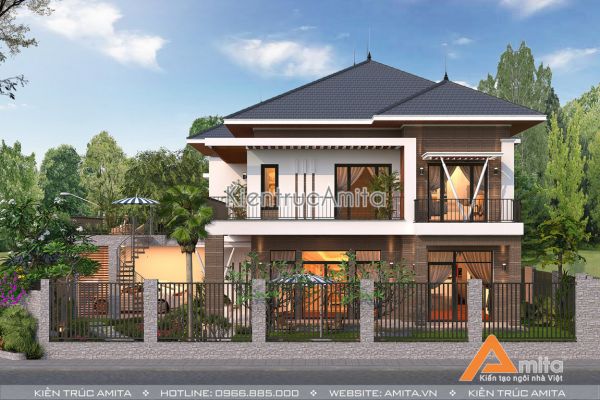 Phong cách mới trong thiết kế biệt thự 2 tầng hiện đại BT21181