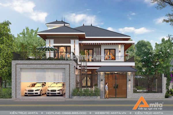 Phong cách mới trong thiết kế biệt thự 2 tầng hiện đại BT21181