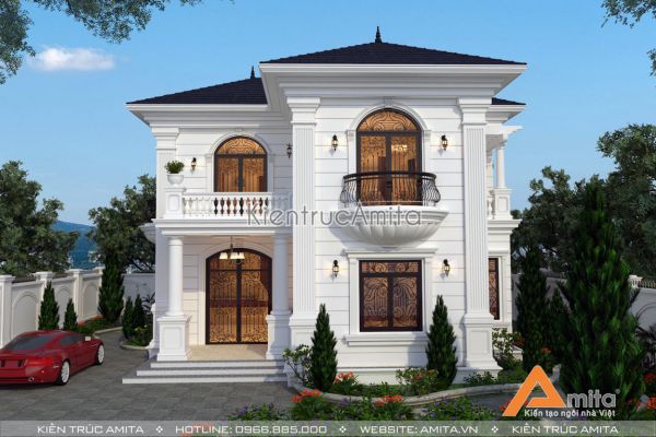 Mẫu biệt thự 2 tầng kiểu Pháp mới nhất 2019 (CĐT: Bà Thủy - Bắc Ninh) BT22185