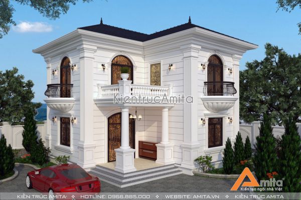 Mẫu biệt thự 2 tầng kiểu Pháp mới nhất 2019 (CĐT: Bà Thủy - Bắc Ninh) BT22185