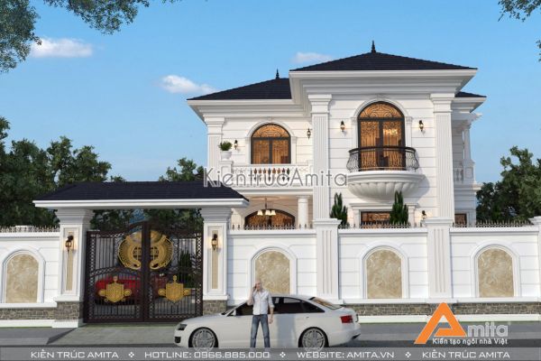 Mẫu biệt thự 2 tầng kiểu Pháp mới nhất 2019 (CĐT: Bà Thủy - Bắc Ninh) BT22185