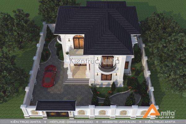 Mẫu biệt thự 2 tầng kiểu Pháp mới nhất 2019 (CĐT: Bà Thủy - Bắc Ninh) BT22185