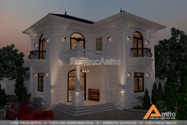 Mẫu biệt thự 2 tầng kiểu Pháp mới nhất 2019 (CĐT: Bà Thủy - Bắc Ninh) BT22185