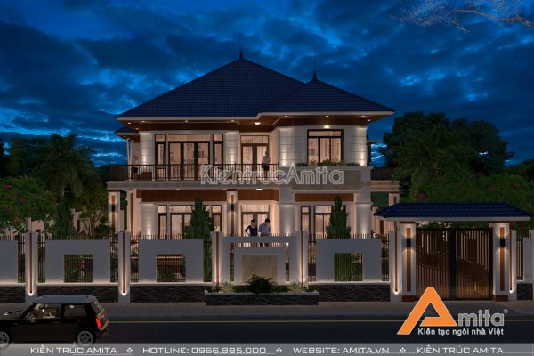 Mẫu biệt thự vườn mái Thái kiến trúc hiện đại BT21189