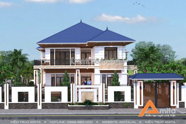 Mẫu biệt thự vườn mái Thái kiến trúc hiện đại BT21189