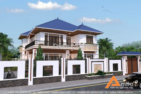 Mẫu biệt thự vườn mái Thái kiến trúc hiện đại BT21189