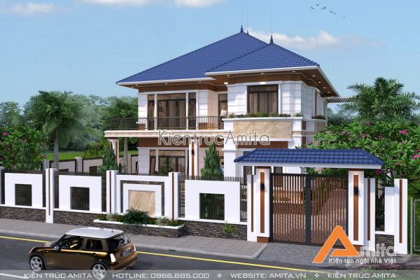 Mẫu biệt thự vườn mái Thái kiến trúc hiện đại BT21189