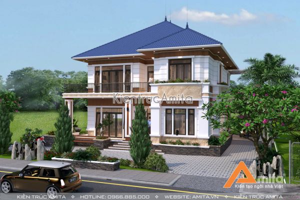 Mẫu biệt thự vườn mái Thái kiến trúc hiện đại BT21189