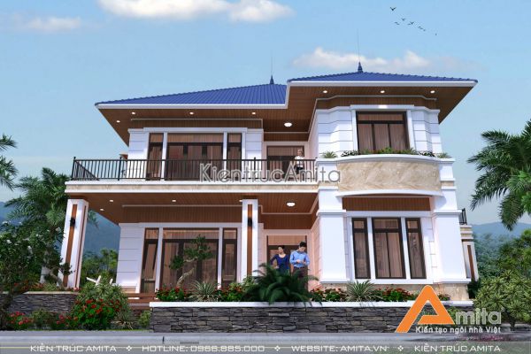 Mẫu biệt thự vườn mái Thái kiến trúc hiện đại BT21189