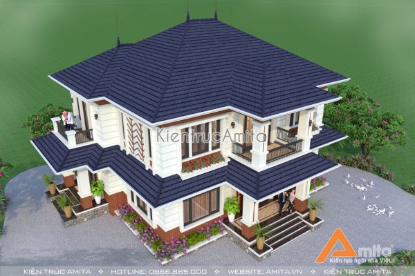 Biệt thự hiện đại 2 tầng 4 phòng ngủ (CĐT:Ông Tuấn - Vĩnh Phúc) BT21206