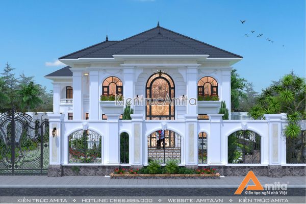 Mẫu biệt thự 2 tầng mái Thái phong cách tân cổ điển - BT21213