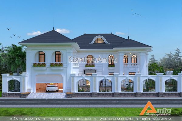 Mẫu biệt thự 2 tầng mái Thái phong cách tân cổ điển - BT21213