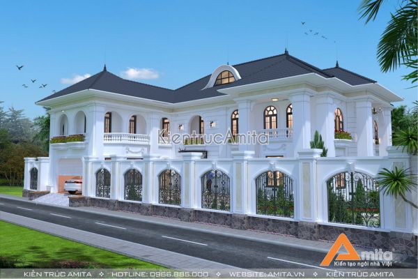 Mẫu biệt thự 2 tầng mái Thái phong cách tân cổ điển - BT21213