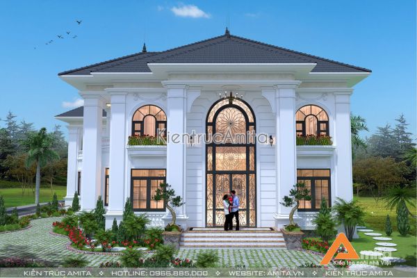 Mẫu biệt thự 2 tầng mái Thái phong cách tân cổ điển - BT21213