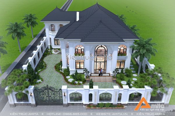 Mẫu biệt thự 2 tầng mái Thái phong cách tân cổ điển - BT21213