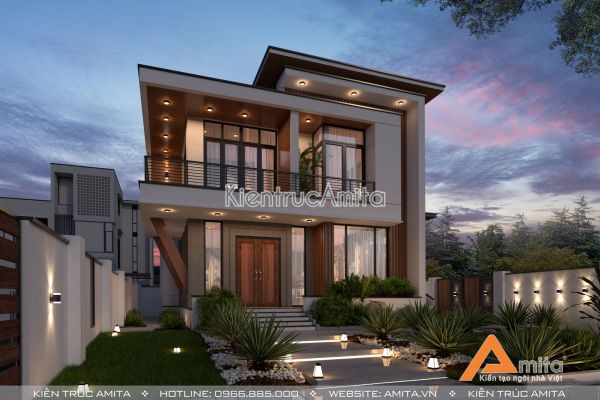 Amita tư vấn thiết kế mẫu biệt thự 2 tầng đẹp 11x12m sang trọng BT21305