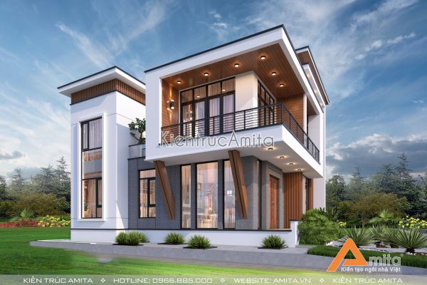 Amita tư vấn thiết kế mẫu biệt thự 2 tầng đẹp 11x12m sang trọng BT21305