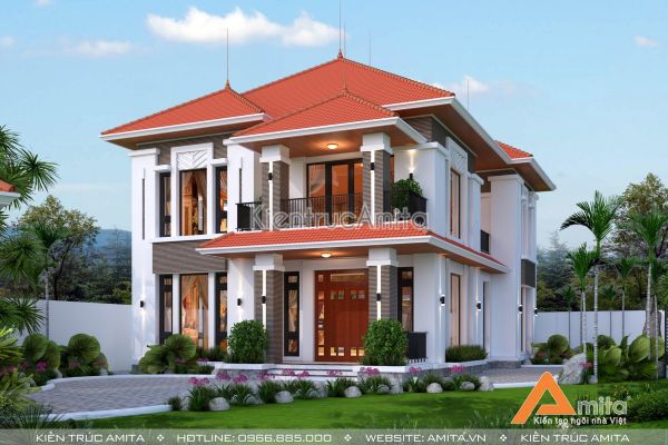 Ngắm trọn vẻ đẹp độc đáo mẫu biệt thự hiện đại 2 tầng BT21323