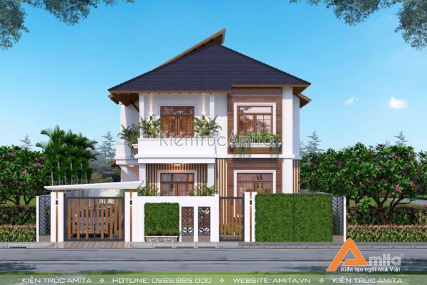 Thiết kế nhà phong cách Nhật Bản 2 tầng hiện đại BT21333