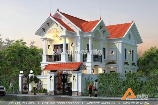 Mẫu thiết kế biệt thự 2 tầng tân cổ điển đẹp BT22027