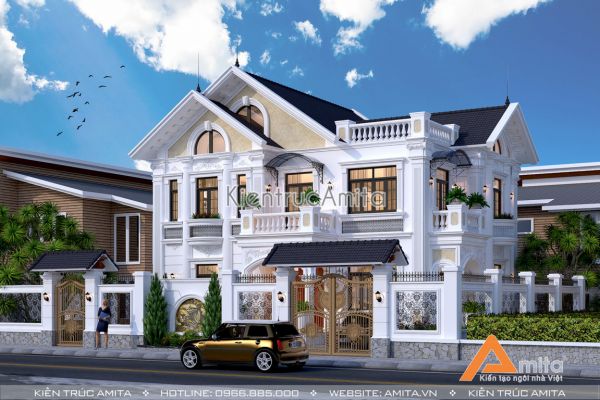 Biệt thự 2 tầng mái thái kiểu Pháp (CĐT: Ông Trang-Thái Nguyên)BT22084