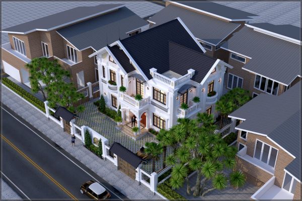 Biệt thự 2 tầng mái thái kiểu Pháp (CĐT: Ông Trang-Thái Nguyên)BT22084