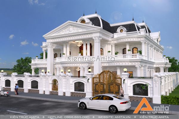 Mẫu dinh thự biệt thự phong cách Pháp đẹp ấn tượng BT22093