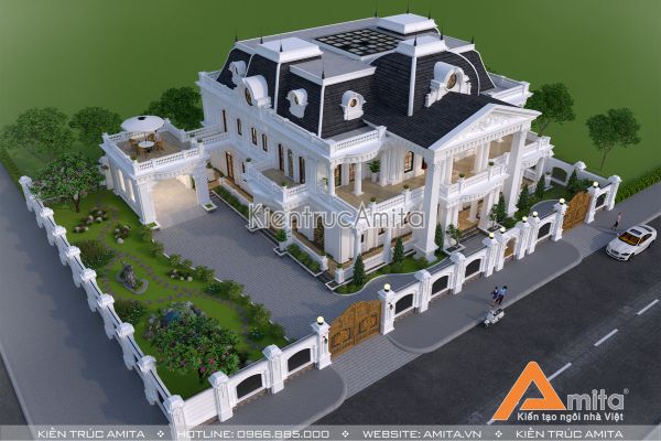 Mẫu dinh thự biệt thự phong cách Pháp đẹp ấn tượng BT22093