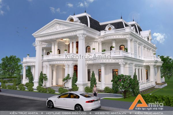 Mẫu dinh thự biệt thự phong cách Pháp đẹp ấn tượng BT22093