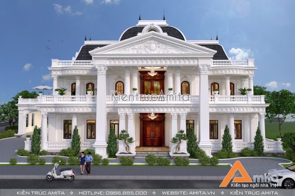 Mẫu dinh thự biệt thự phong cách Pháp đẹp ấn tượng BT22093