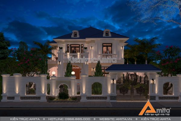 Mẫu nhà biệt thự tân cổ điển 2 tầng BT22095