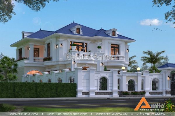 Mẫu nhà biệt thự tân cổ điển 2 tầng BT22095