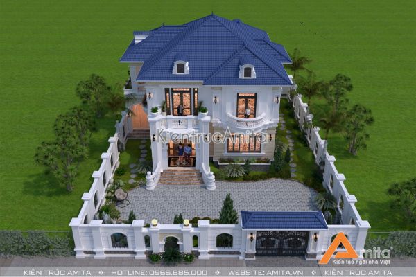 Mẫu nhà biệt thự tân cổ điển 2 tầng BT22095