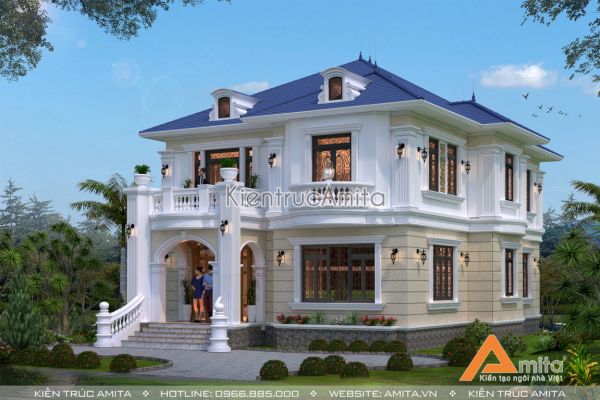 Mẫu nhà biệt thự tân cổ điển 2 tầng BT22095